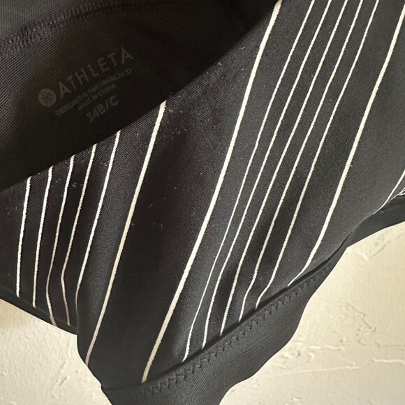 Athleta Chevron High Neck Bikini Top Black White Size 34 B/C - Picture 7 of 7